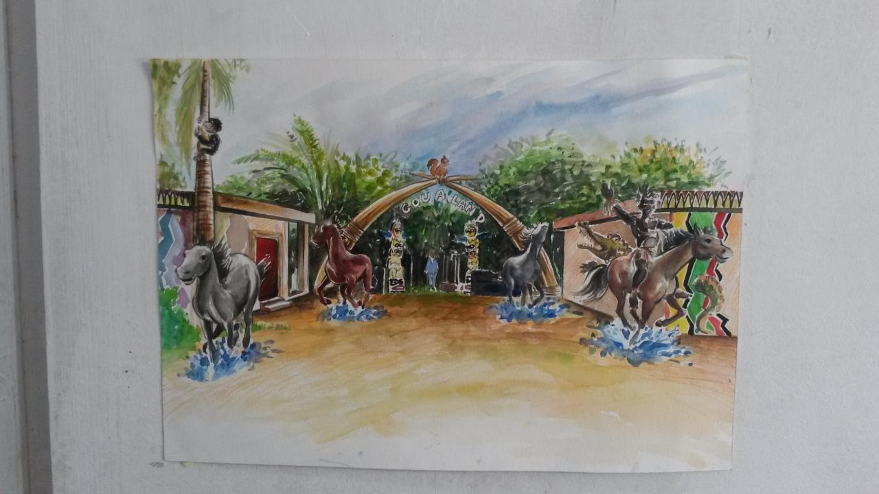 Aquarelle parc AgouaLand Cotonou Benin